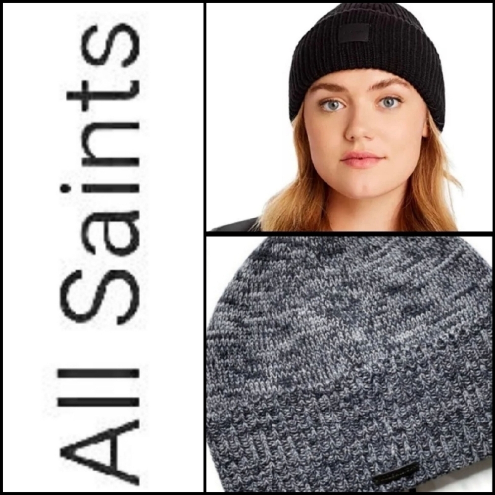 NEW! ALLSAINTS Unisex Marled Knit Beanie Hat OS.